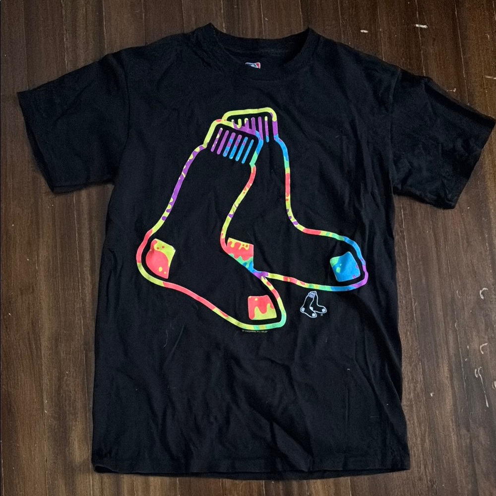 MLB Black Tee with Colorful Sox Design